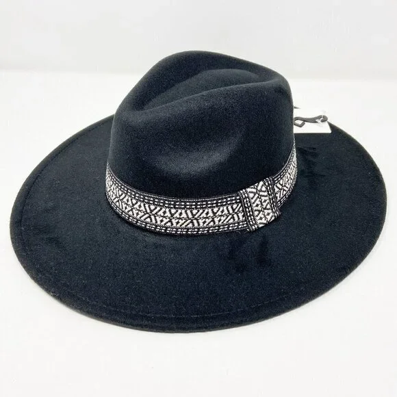 Black Wide Brim Rancher Style Hat